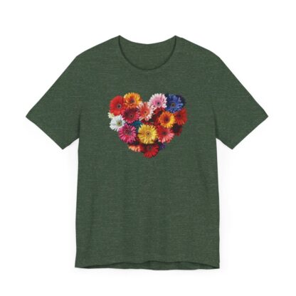 Multi-Color Daisy Heart-Shaped Bouquet Designer Short-Sleeve Top - Image 4