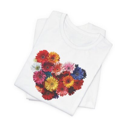 Multi-Color Daisy Heart-Shaped Bouquet Designer Short-Sleeve Top - Image 6