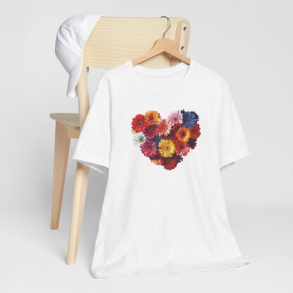 Multi-Color Daisy Heart-Shaped Bouquet Designer Short-Sleeve Top - Image 7